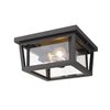 Z-Lite Seoul 3 Light Outdoor Flush Ceiling Mount Fixture, Oil Rubbed Bronze & Clear 571F-ORB